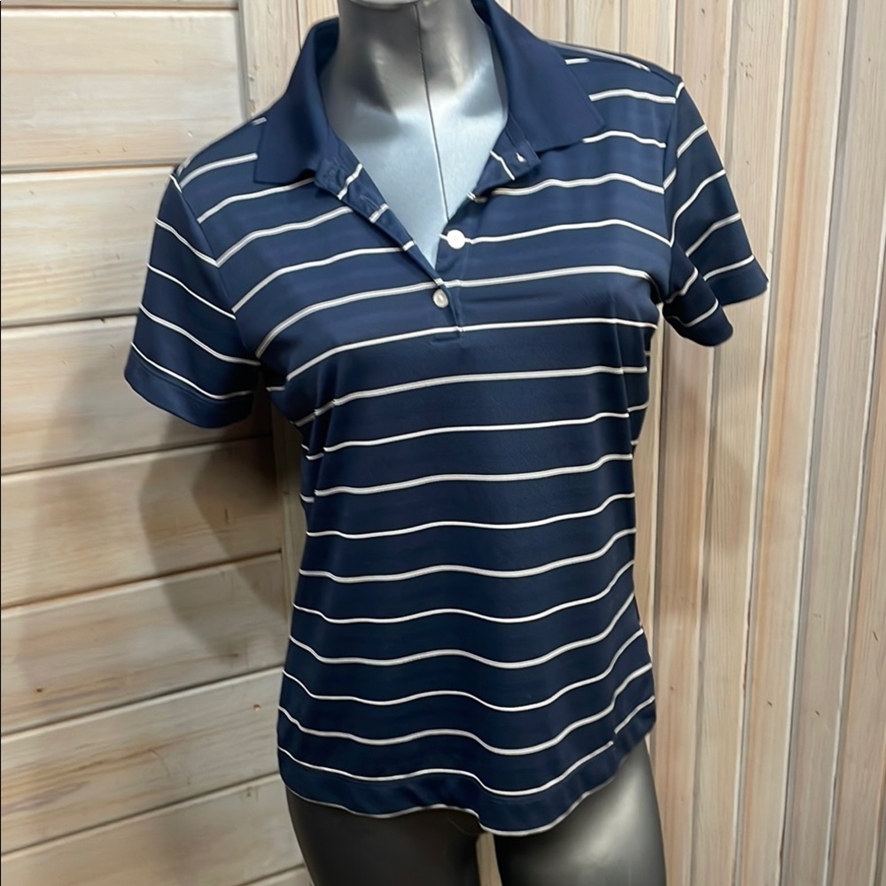 Nike Blue Fitted Polo Collar Button Down Shirt